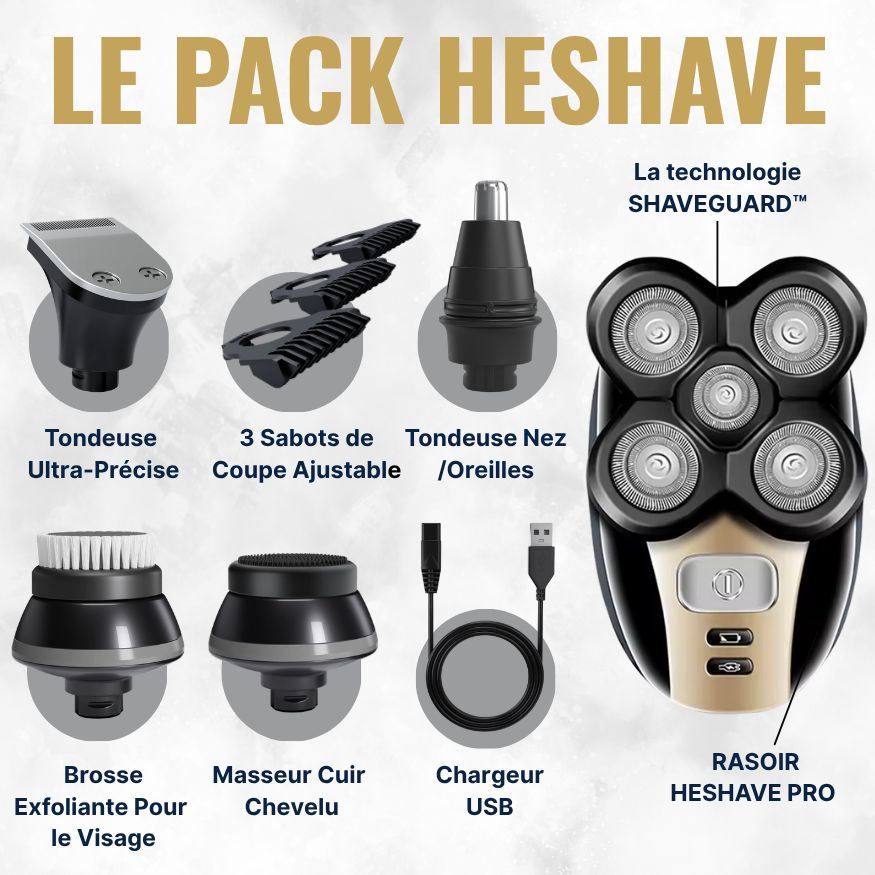 HeShave Pro™ – Kit Rasoir Crâne 5-en-1